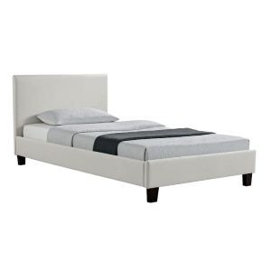 006 000012 Bed Nevil pakoworld PU white matte 100x200Indoor furniture > Beds
