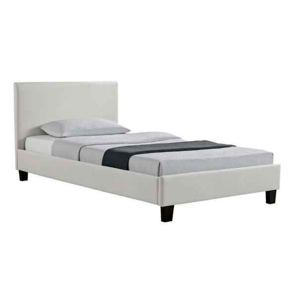 006 000012 Bed Nevil pakoworld PU white matte 100x200Indoor furniture > Beds