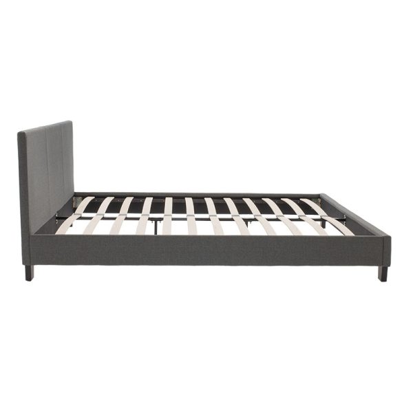 006 000020 3 Double bed Nevil pakoworld in dark grey fabric 150x200cmIndoor furniture > Beds