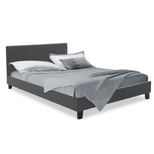 006 000020 Double bed Nevil pakoworld in dark grey fabric 150x200cmIndoor furniture > Beds
