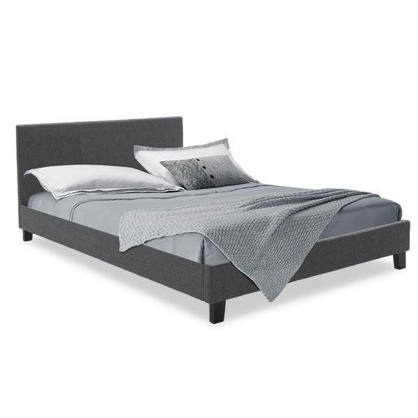 006 000020 Double bed Nevil pakoworld in dark grey fabric 150x200cmIndoor furniture > Beds