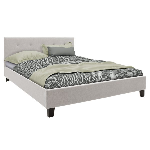 006 000041 Double bed Mago pakoworld in ivory fabric 160x200cmIndoor furniture > Beds