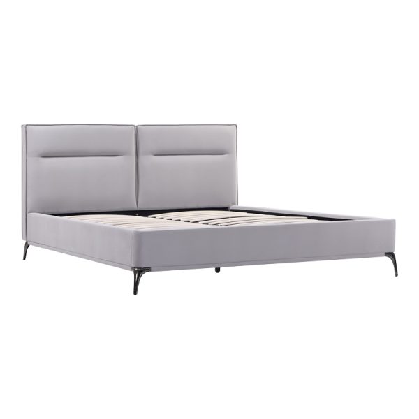 006 000048 2 Double bed Ikina pakoworld velvet in light grey color 160x200cmIndoor furniture > Beds
