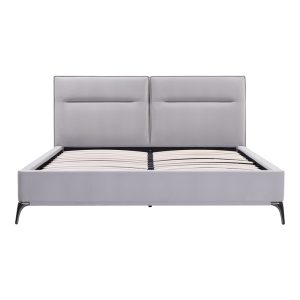 006 000048 3 Double bed Ikina pakoworld velvet in light grey color 160x200cmIndoor furniture > Beds