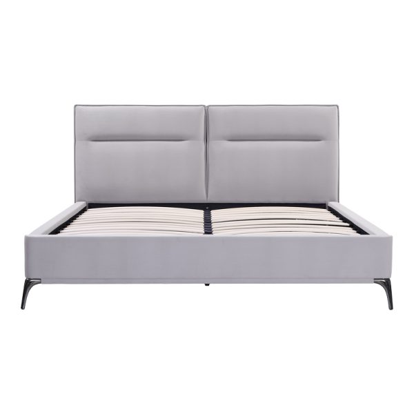 006 000048 3 Double bed Ikina pakoworld velvet in light grey color 160x200cmIndoor furniture > Beds