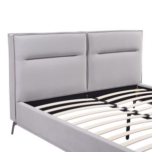 006 000048 4 Double bed Ikina pakoworld velvet in light grey color 160x200cmIndoor furniture > Beds