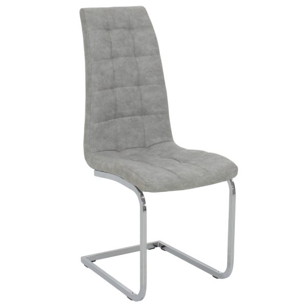 029 000022 Chair Darrell pakoworld metal chrome with PU light grey antiqueIndoor furniture > Chairs