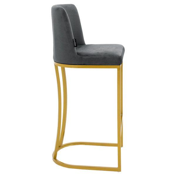 029 000192 2 Bar Stool Impartial metal golden legs-velvet dark greySPRING OFFERS