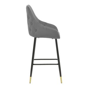 029 000201 2 Bar Stool Lithe metal golden black legs-velvet grey 47x44x98cmIndoor furniture > Bar stools