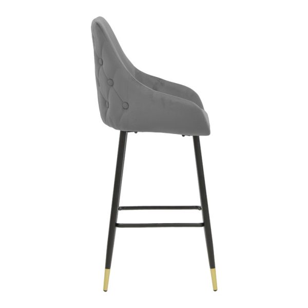 029 000201 2 Bar Stool Lithe metal golden black legs-velvet grey 47x44x98cmIndoor furniture > Bar stools