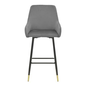 029 000201 3 Bar Stool Lithe metal golden black legs-velvet grey 47x44x98cmIndoor furniture > Bar stools