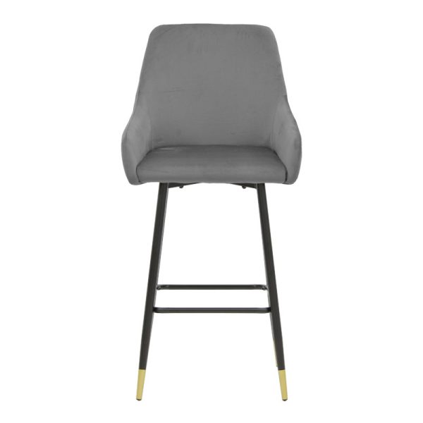 029 000201 3 Bar Stool Lithe metal golden black legs-velvet grey 47x44x98cmIndoor furniture > Bar stools