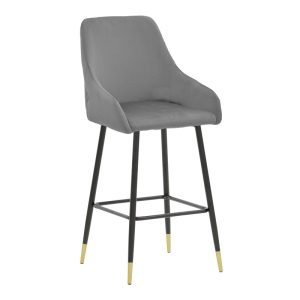029 000201 Bar Stool Lithe metal golden black legs-velvet grey 47x44x98cmIndoor furniture > Bar stools