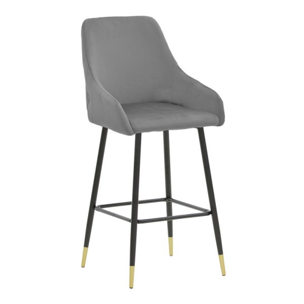 029 000201 Bar Stool Lithe metal golden black legs-velvet grey 47x44x98cmIndoor furniture > Bar stools