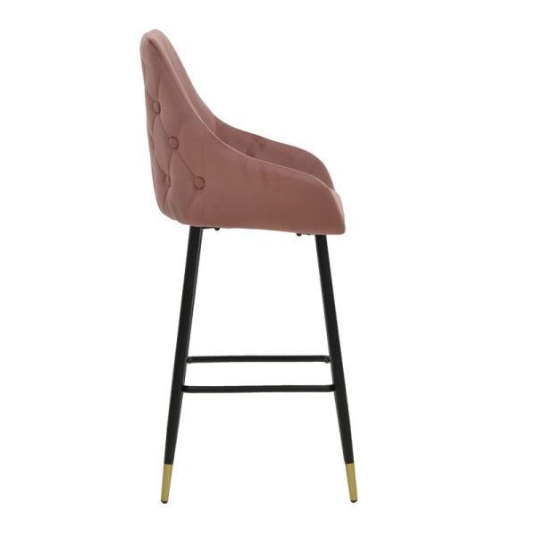 029 000202 2 Bar Stool Lithe metal golden black legs-velvet rotten apple 47x44x98cmIndoor furniture > Bar stools
