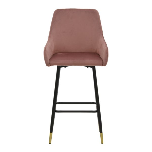 029 000202 3 Bar Stool Lithe metal golden black legs-velvet rotten apple 47x44x98cmIndoor furniture > Bar stools