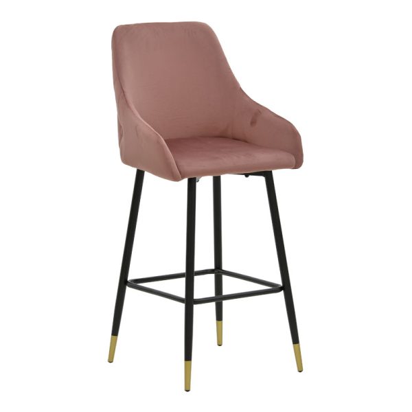 029 000202 Bar Stool Lithe metal golden black legs-velvet rotten apple 47x44x98cmIndoor furniture > Bar stools