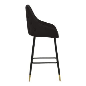 029 000203 2 Bar Stool Lithe metal golden legs-velvet black 47x44x98cmIndoor furniture > Bar stools