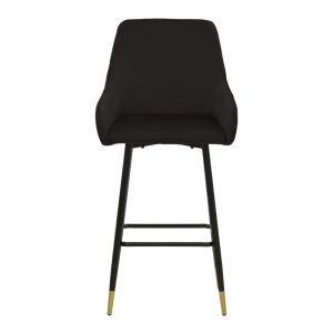 029 000203 3 Bar Stool Lithe metal golden legs-velvet black 47x44x98cmIndoor furniture > Bar stools