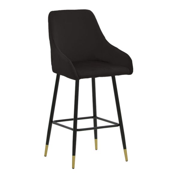 029 000203 Bar Stool Lithe metal golden legs-velvet black 47x44x98cmIndoor furniture > Bar stools