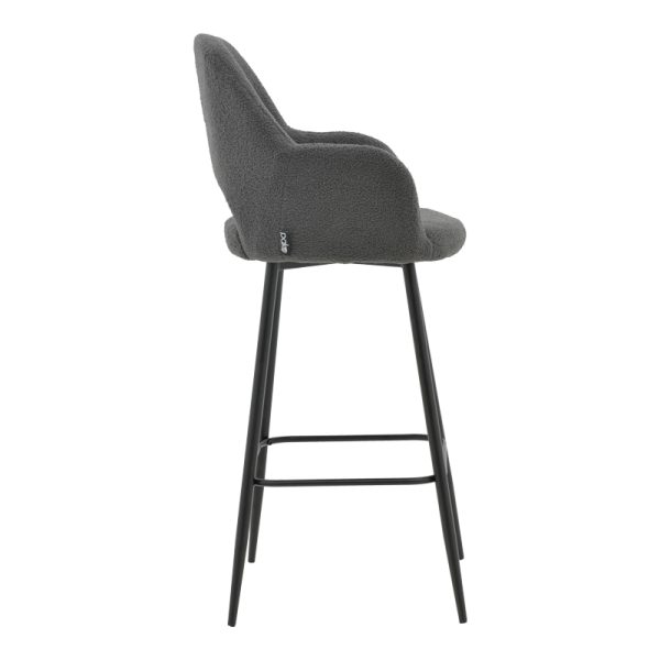 029 000208 2 Bar stool Renish pakoworld bouclé grey-metallic black leg 51x57x114cmIndoor furniture > Bar stools