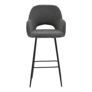 029 000208 3 Bar stool Renish pakoworld bouclé grey-metallic black leg 51x57x114cmIndoor furniture > Bar stools