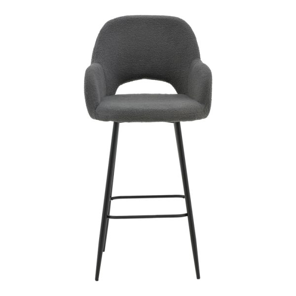 029 000208 3 Bar stool Renish pakoworld bouclé grey-metallic black leg 51x57x114cmIndoor furniture > Bar stools