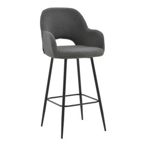 029 000208 Bar stool Renish pakoworld bouclé grey-metallic black leg 51x57x114cmIndoor furniture > Bar stools