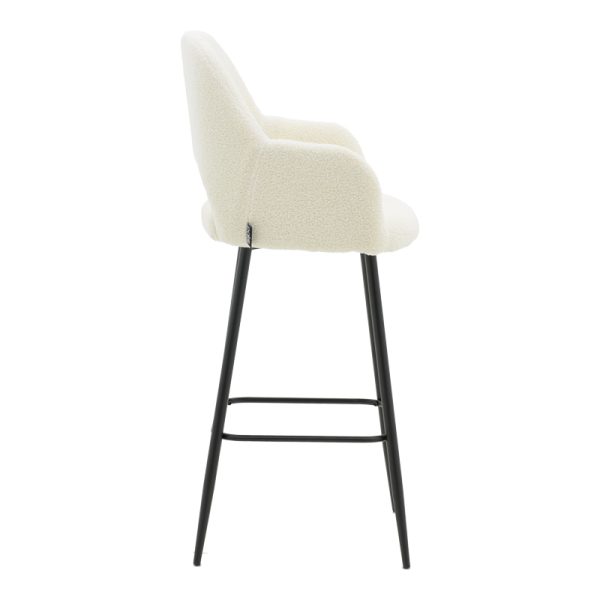 029 000209 2 Bar stool Renish pakoworld ivary teddy fabric-metal black leg 51x57x114cmIndoor furniture > Bar stools