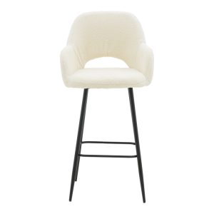 029 000209 3 Bar stool Renish pakoworld ivary teddy fabric-metal black leg 51x57x114cmIndoor furniture > Bar stools