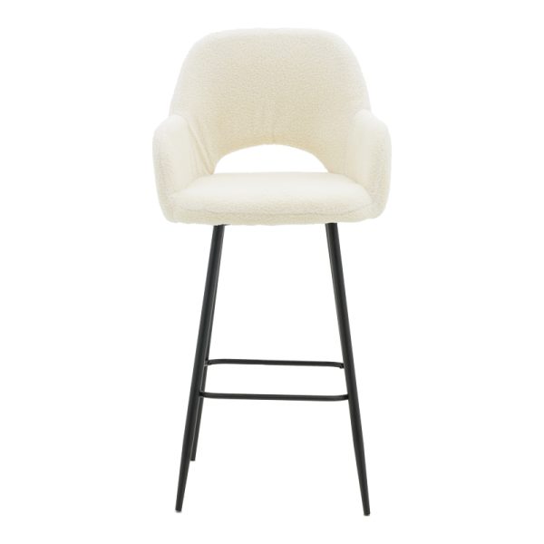 029 000209 3 Bar stool Renish pakoworld ivary teddy fabric-metal black leg 51x57x114cmIndoor furniture > Bar stools