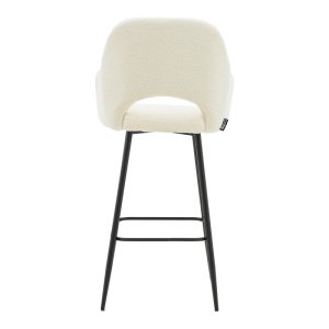 029 000209 4 Bar stool Renish pakoworld ivary teddy fabric-metal black leg 51x57x114cmIndoor furniture > Bar stools
