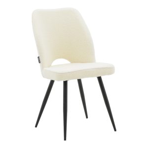 029 000211 Renish pakoworld chair bouclé white-metallic black leg 61x47x91.5cmIndoor furniture > Chairs