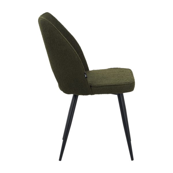 029 000289 2 Renish pakoworld chair bouclé in dark green color with black metallic legs 61x47x91.5cmIndoor furniture > Chairs