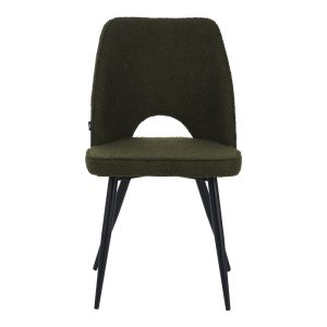 029 000289 3 Renish pakoworld chair bouclé in dark green color with black metallic legs 61x47x91.5cmIndoor furniture > Chairs