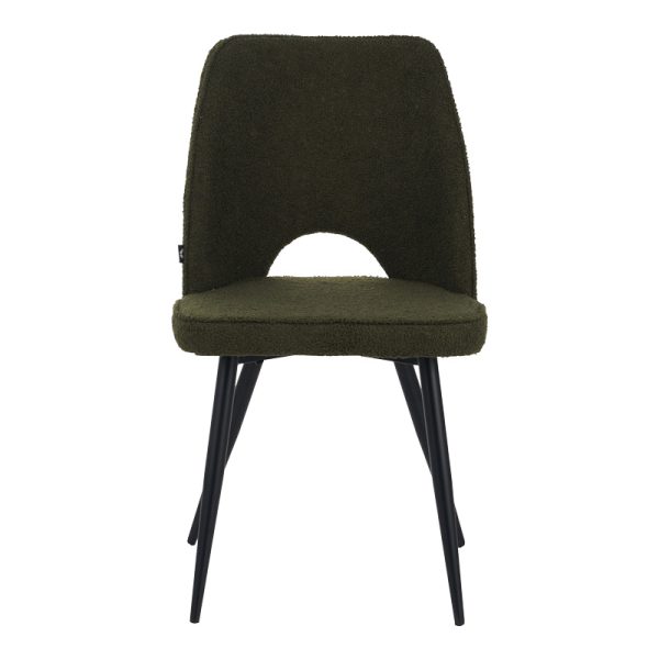 029 000289 3 Renish pakoworld chair bouclé in dark green color with black metallic legs 61x47x91.5cmIndoor furniture > Chairs
