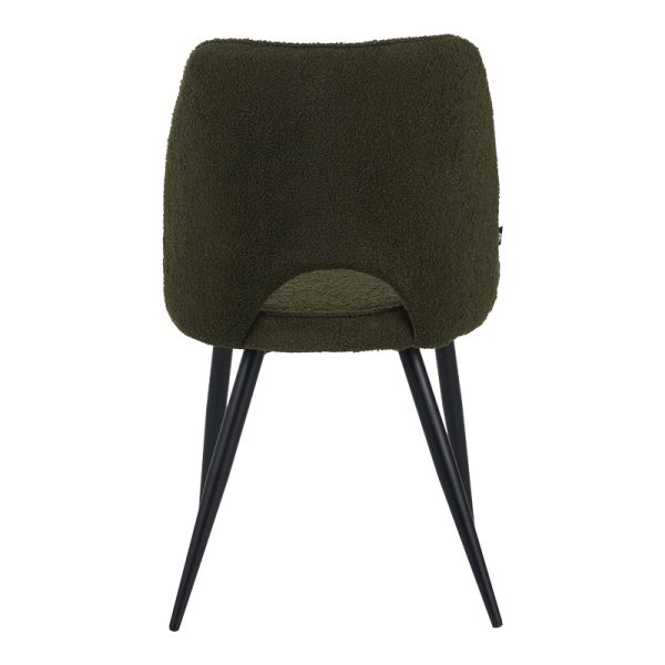 029 000289 4 Renish pakoworld chair bouclé in dark green color with black metallic legs 61x47x91.5cmIndoor furniture > Chairs