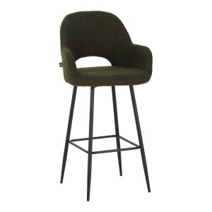 029 000291 Bar stool Renish pakoworld in dark green teddy fabric with black metal legs 51x57x114cmIndoor furniture > Bar stools
