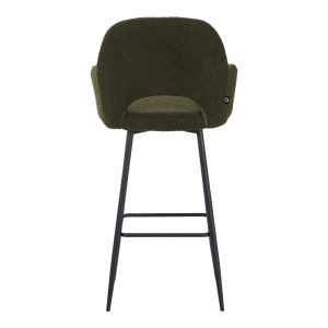 029 000291 4 Bar stool Renish pakoworld in dark green teddy fabric with black metal legs 51x57x114cmIndoor furniture > Bar stools