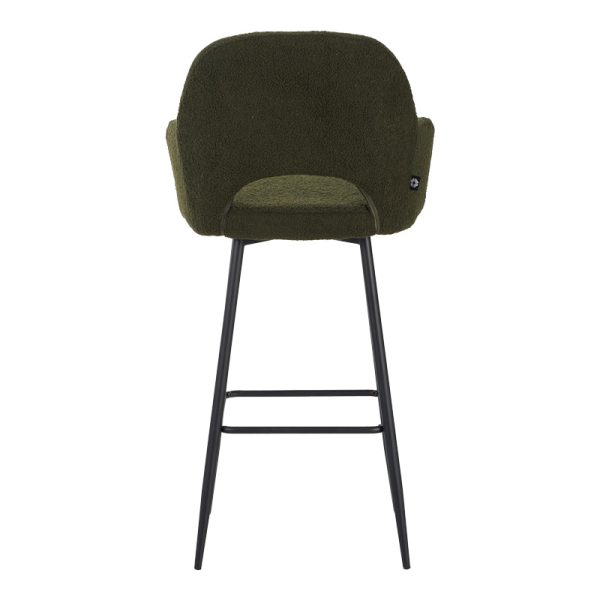 029 000291 4 Bar stool Renish pakoworld in dark green teddy fabric with black metal legs 51x57x114cmIndoor furniture > Bar stools