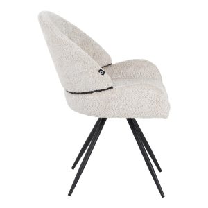 029 000293 2 Morea pakoworld rotating chair bouclé in beige color with black metallic legs 55x63.5x89.5cmIndoor furniture > Chairs