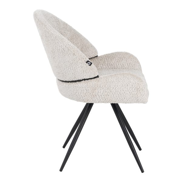 029 000293 2 Morea pakoworld rotating chair bouclé in beige color with black metallic legs 55x63.5x89.5cmIndoor furniture > Chairs