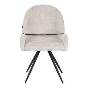 029 000293 3 Morea pakoworld rotating chair bouclé in beige color with black metallic legs 55x63.5x89.5cmIndoor furniture > Chairs