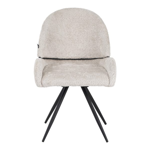 029 000293 3 Morea pakoworld rotating chair bouclé in beige color with black metallic legs 55x63.5x89.5cmIndoor furniture > Chairs