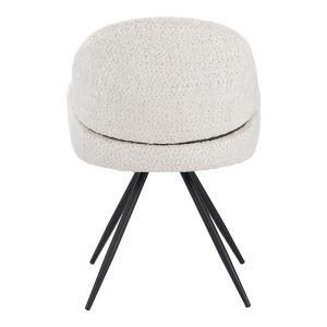 029 000293 4 Morea pakoworld rotating chair bouclé in beige color with black metallic legs 55x63.5x89.5cmIndoor furniture > Chairs