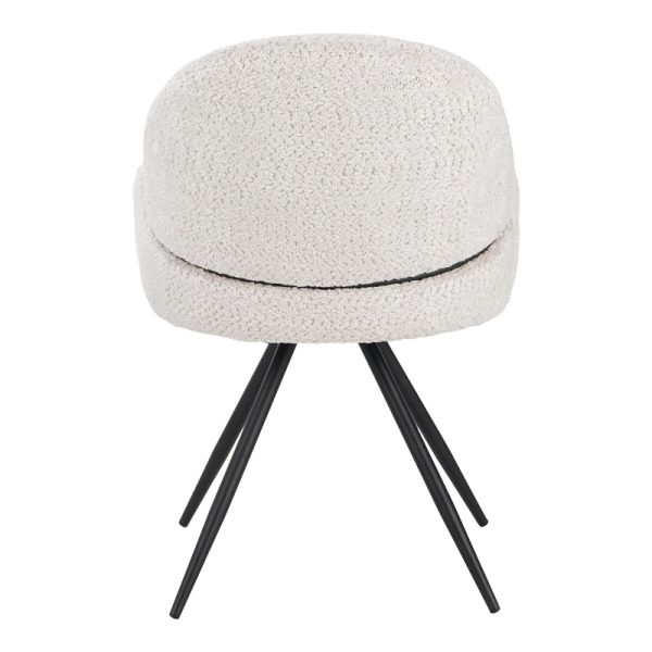 029 000293 4 Morea pakoworld rotating chair bouclé in beige color with black metallic legs 55x63.5x89.5cmIndoor furniture > Chairs