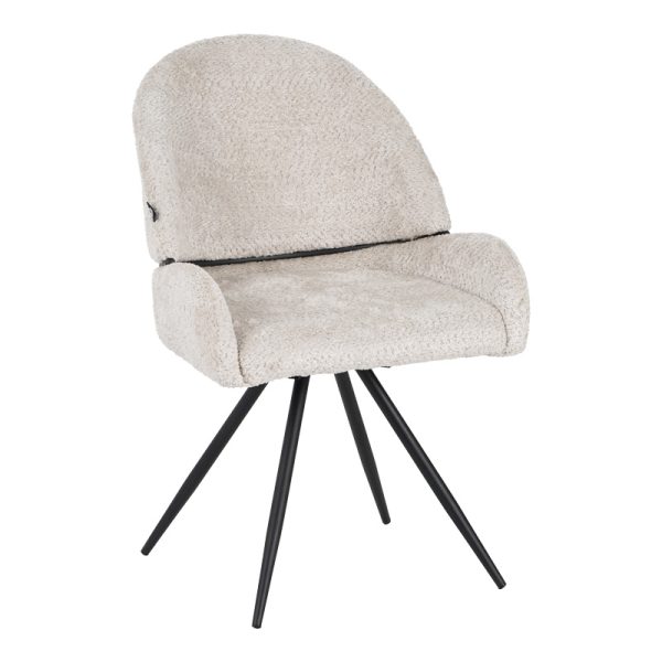 029 000293 Morea pakoworld rotating chair bouclé in beige color with black metallic legs 55x63.5x89.5cmIndoor furniture > Chairs