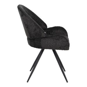 029 000294 2 Morea pakoworld rotating chair bouclé in black color with black metallic legs 55x63.5x89.5cmIndoor furniture > Chairs