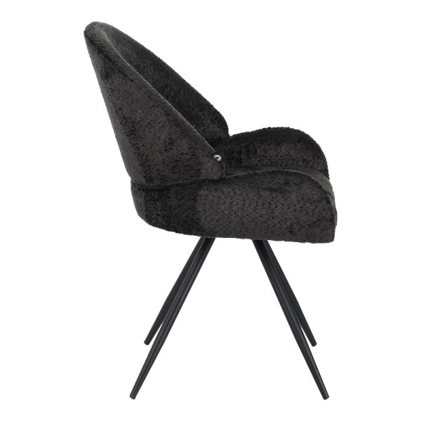 029 000294 2 Morea pakoworld rotating chair bouclé in black color with black metallic legs 55x63.5x89.5cmIndoor furniture > Chairs