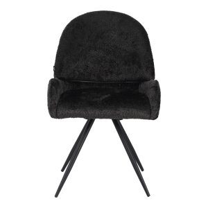 029 000294 3 Morea pakoworld rotating chair bouclé in black color with black metallic legs 55x63.5x89.5cmIndoor furniture > Chairs